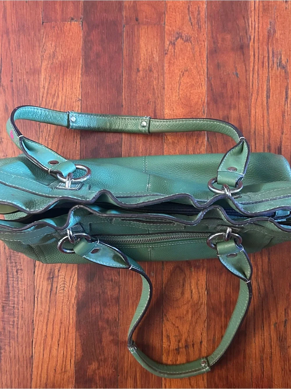 Vintage Coach Penelope F14686 Green Pebbled Leather Satchel Shoulder Bag Purse